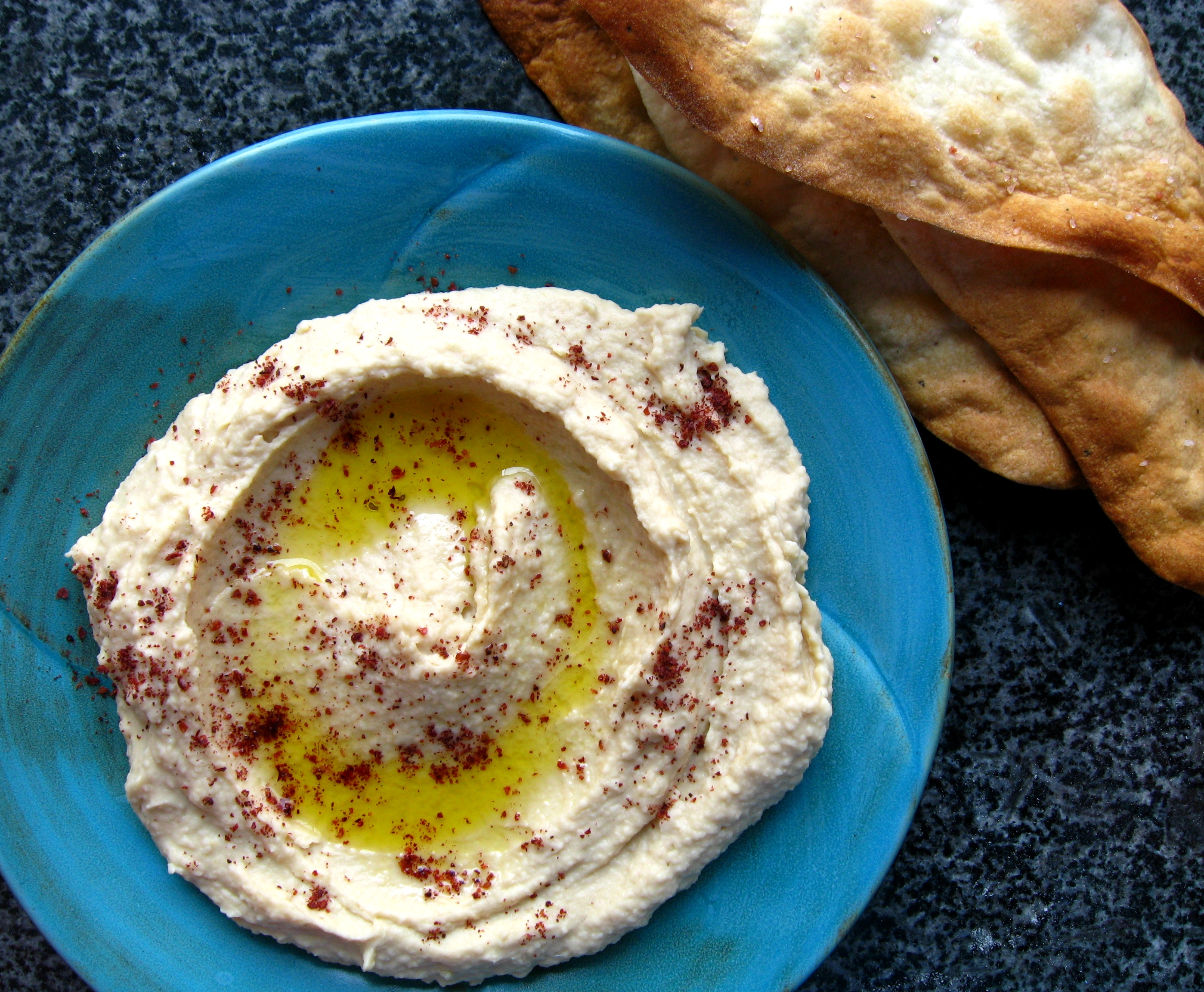 Garlicky Hummus with Olive Oil Crackers