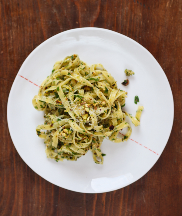 Peppery Pecorino, Parsley and Pistachio Pasta