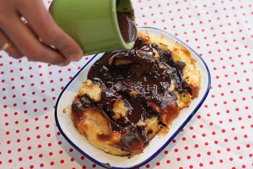 Chocolate chip bread pudding