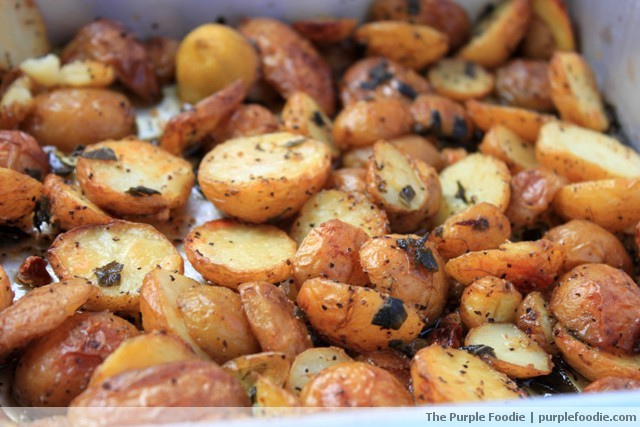 bacon fat crispy potatoes with garlicky kale and lemon-mint crème