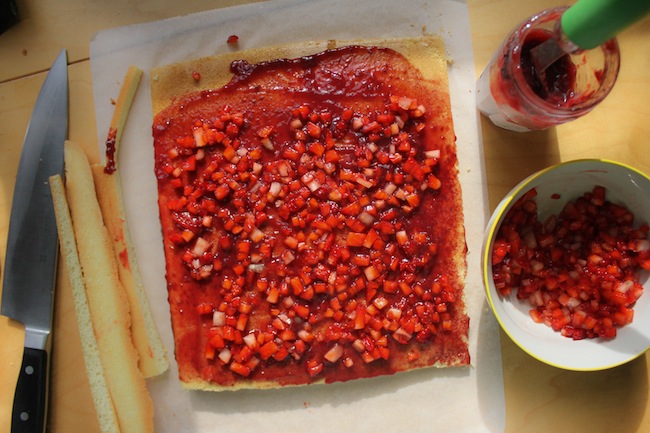 Strawberry and Raspberry Swiss Roll Cake